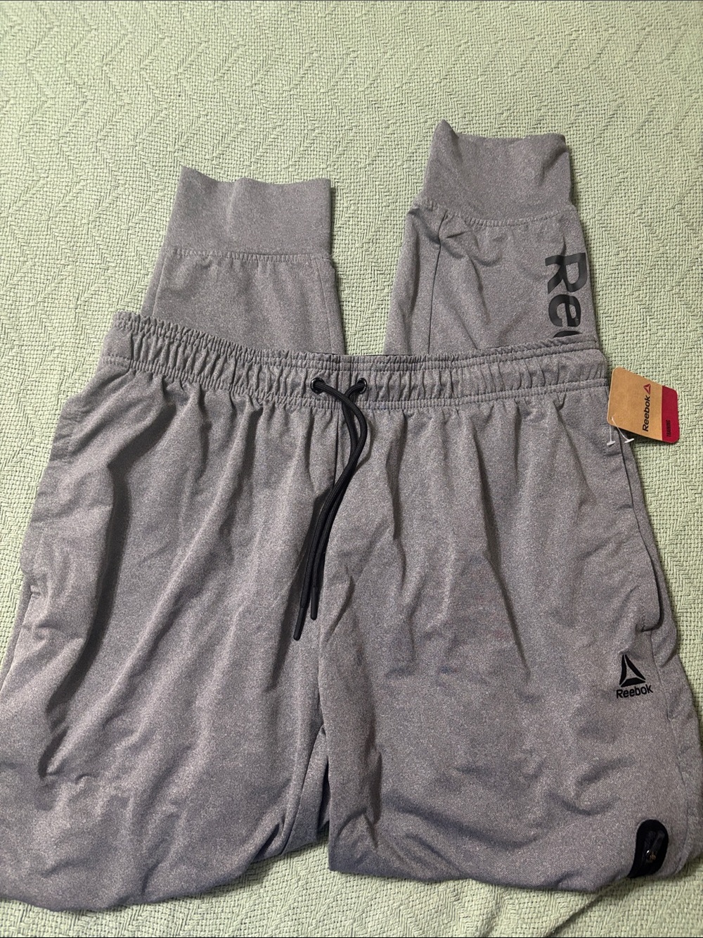 Reebok Light Gray Men's Performance Joggers with Black Drawstring
